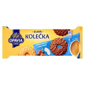 Sušenky Zlaté kolečka s kokosem polomáčené Opavia 146g / prodej po balení