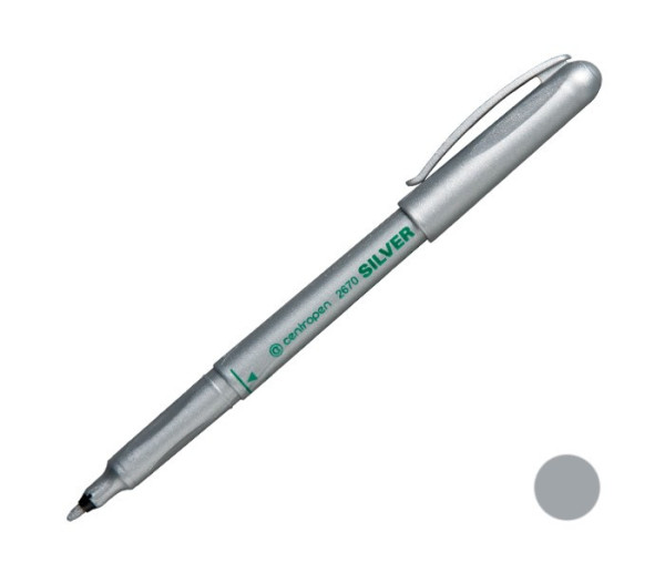 Popisovač Centropen 2670 stříbrný válcový hrot 1mm