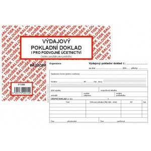 Tiskopis Výdajový pokl. doklad i pro podvoj. úč. samopropis A6 50 listů BALOUŠEK PT050