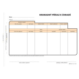 Tiskopis Hromadný příkaz k úhradě A5 samopropis 100 listů OPTYS 1110