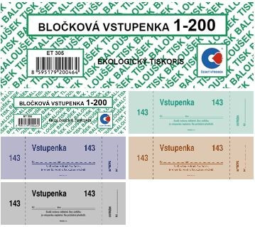 Tiskopis Bločkové vstupenky 13,3x3,9cm 200 listů BALOUŠEK ET305