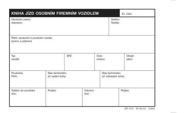 Tiskopis Kniha jízd firem. vozidla A6 na šířku 32 listů OPTYS 1172