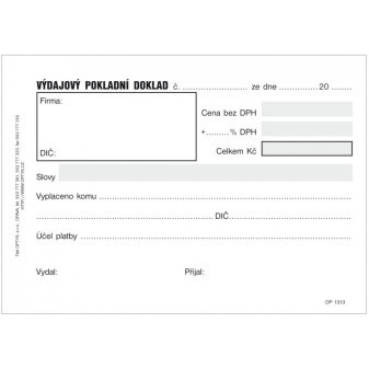 Tiskopis Výdajový doklad A6 samopropis 50 listů OPTYS 1313