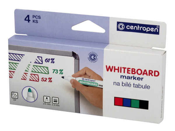 Značkovač Centropen 8559/4 na bílé tabule 4 barvy válcový hrot 2,5mm