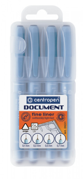 Popisovač Centropen 2631 Dokument černý 4ks 0,1mm 0,3mm 0,5mm a 0,7mm