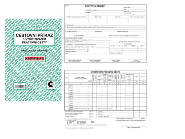 Tiskopis Cestovní příkaz s vyúčtováním A5 50 listů BALOUŠEK ET230