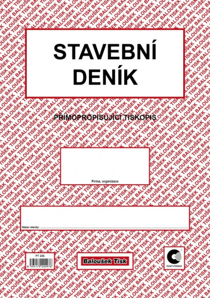 Tiskopis Stavební deník A4 samopropis 16 stran 60 listů BALOUŠEK PT255