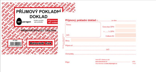 Tiskopis Příjmový pokl. doklad A6 samopropis 50 listů BALOUŠEK PT020