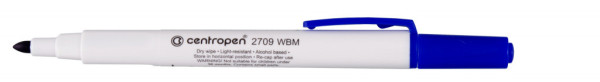 Značkovač Centropen 2709 na bílé tabule modrý válcový hrot 1,8 mm