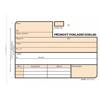 Tiskopis Příjmový pokl. doklad A6 samopropis číslovaný 3x25 listů OPTYS 1082