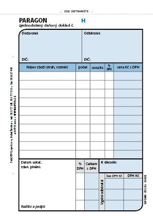 Tiskopis Paragon daň.doklad A6 číslovaný 2x50 listů OPTYS 1041