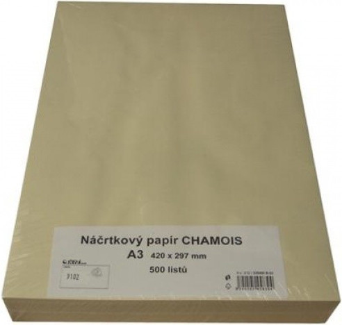 Papír náčrtkový A3/90g chamois 500 listů   DOPRODEJ