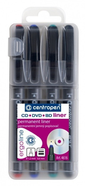 Popisovač Centropen 4616/4 F Liner CD/DVD/BD 4 barvy 0,6mm