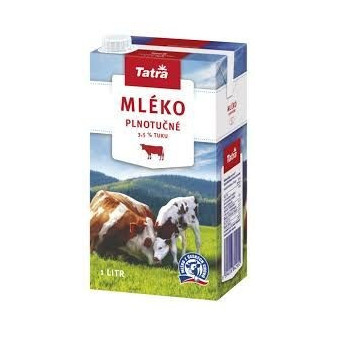 Mléko plnotučné Tatra 3,5% 1L s víčkem / prodej po balení