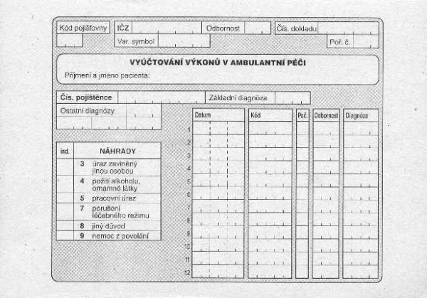 Tiskopis NEM. Vyúčtování výkonů v ambul. péči A5 100 listů v bloku DITIS 1150010