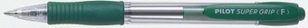 Kuličkové pero Pilot super grip 0,7mm zelené tělo čiré / náplň 2110