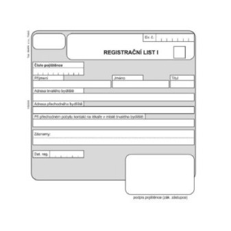 Tiskopis NEM. Registrační list 14x15cm samopropis 2x50 listů DITIS 1150300