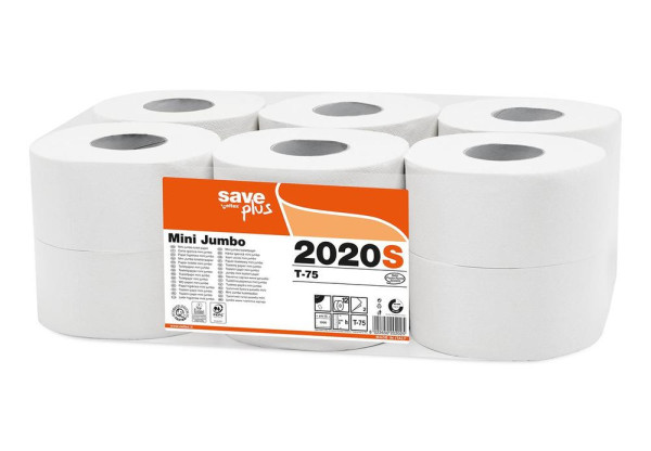 Toaletní papír Jumbo 190mm 2vrs. bílý 75%bělost 12ks (2020S) / prodej pouze po balení